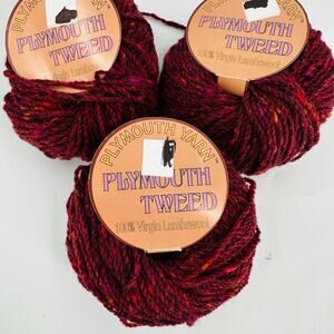 3 Plymouth Yarn Lot Plymouth Tweed 100% Virgin Lambswool #5315 Brick Rust Red